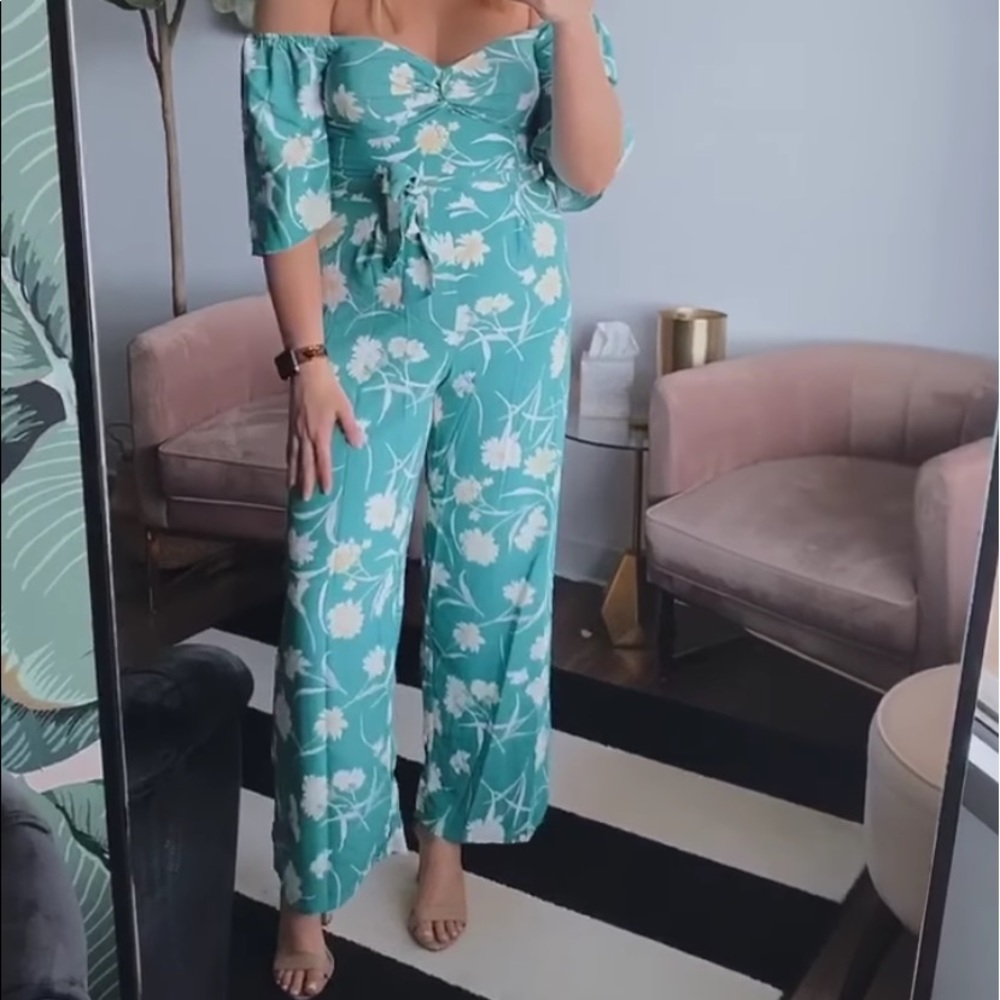 Twisted busy floral jumpsuit